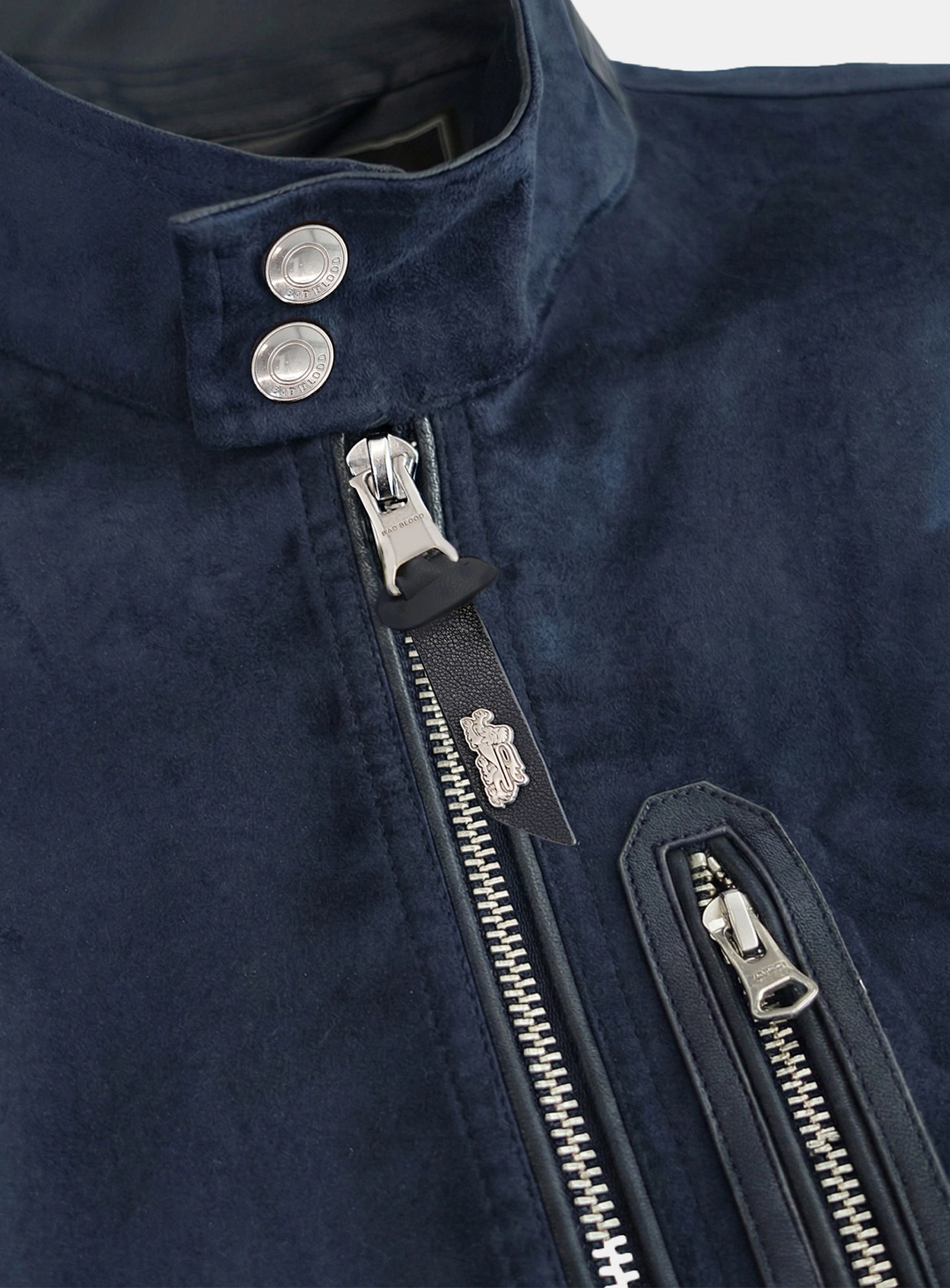 배드블러드 [w-jkt26-018] Arc Suede Contrast Bomber Jacket - Navy 상품 이미지 2