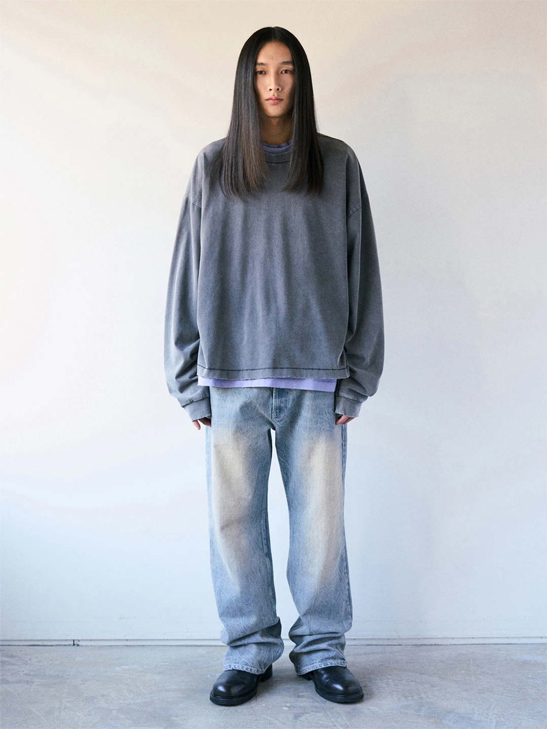 파르티멘토 VTG Washed Crop Long Sleeve_Charcoal 상품 이미지 2