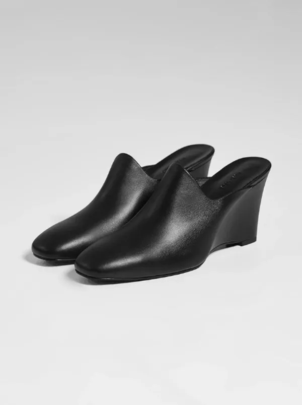 Oth wedge mules (8cm) - Black