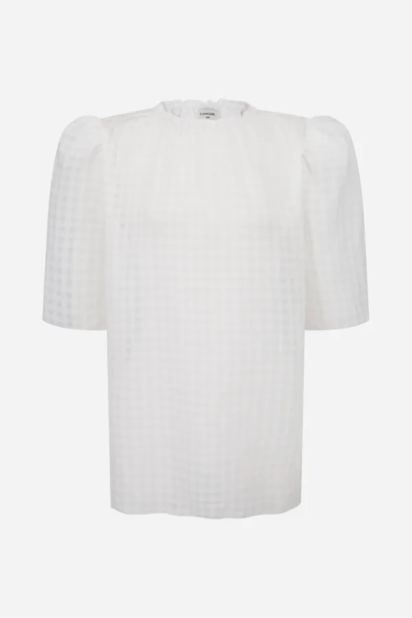 mini gingham puff blouse