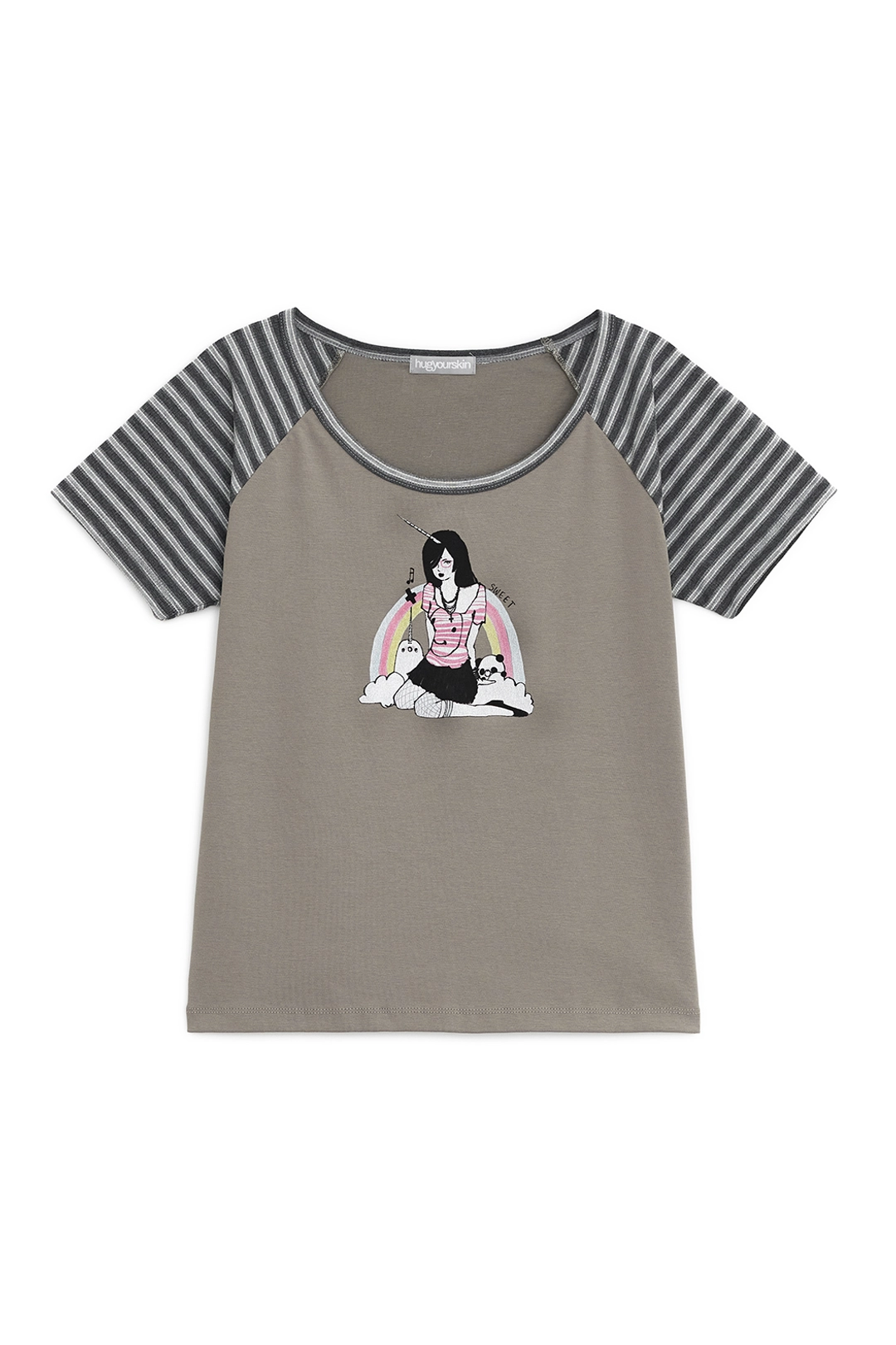 허그유어스킨 HUGYOURSKIN X LUCY raglan T (Charcoal) 상품 이미지 1