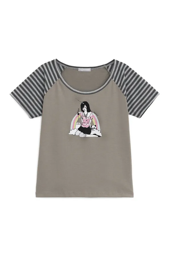 HUGYOURSKIN X LUCY raglan T (Charcoal)