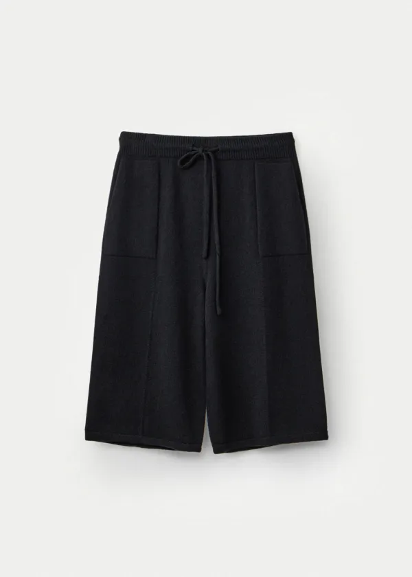 Super fine merino wholegarment bermuda pants_Black