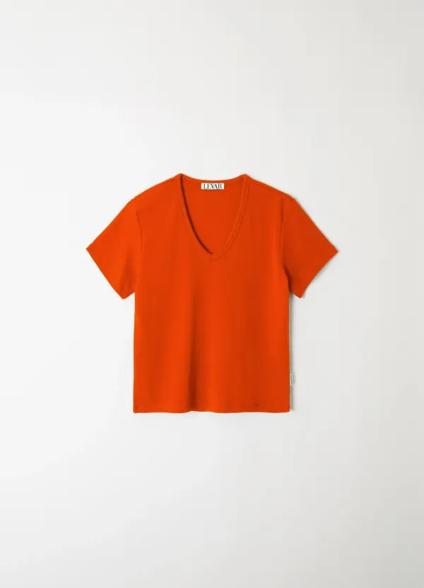 All-day Cotton V-neck T-shirt - Tomato Red