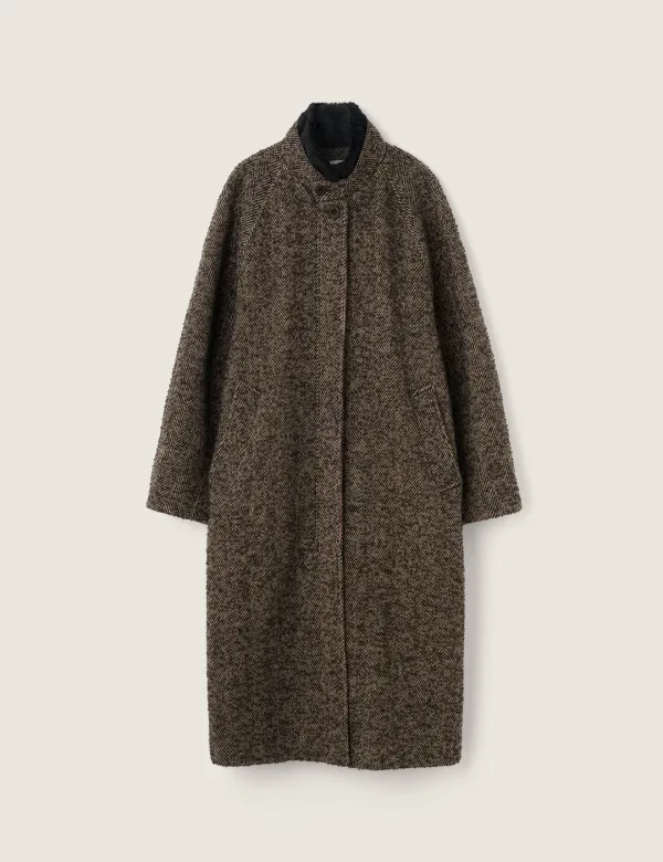 Hailey Balmacaan Wool Coat (Brown)