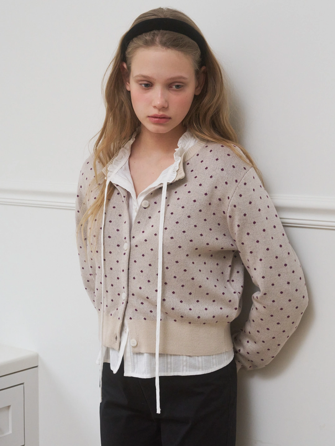 어몽 A DOT CARDIGAN_BEIGE 상품 이미지 2