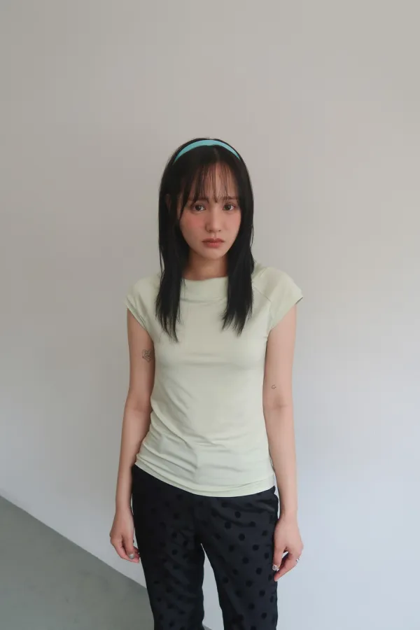 1ST / BOAT NECK CAP SLEEVE T-SHIRT_MINT