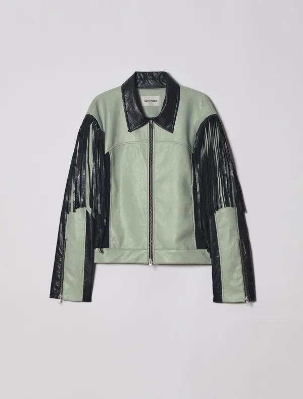 FRINGE LEATHER JACKET [MINT]