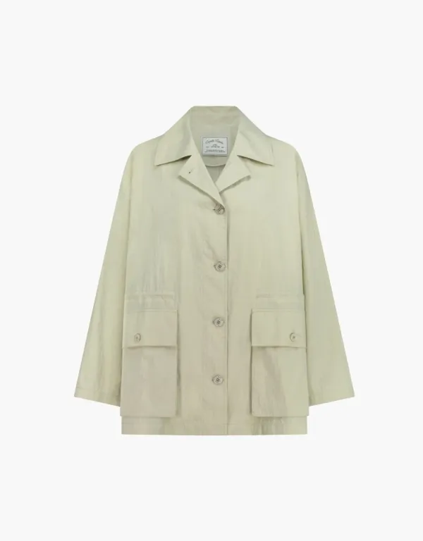string detail half jacket - khaki beige