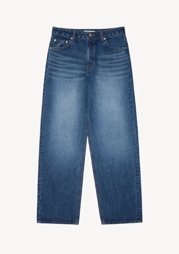 Whisker Straight Denim in Blue