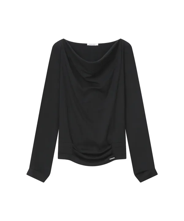 Cowl hoodie long sleeve BLACK