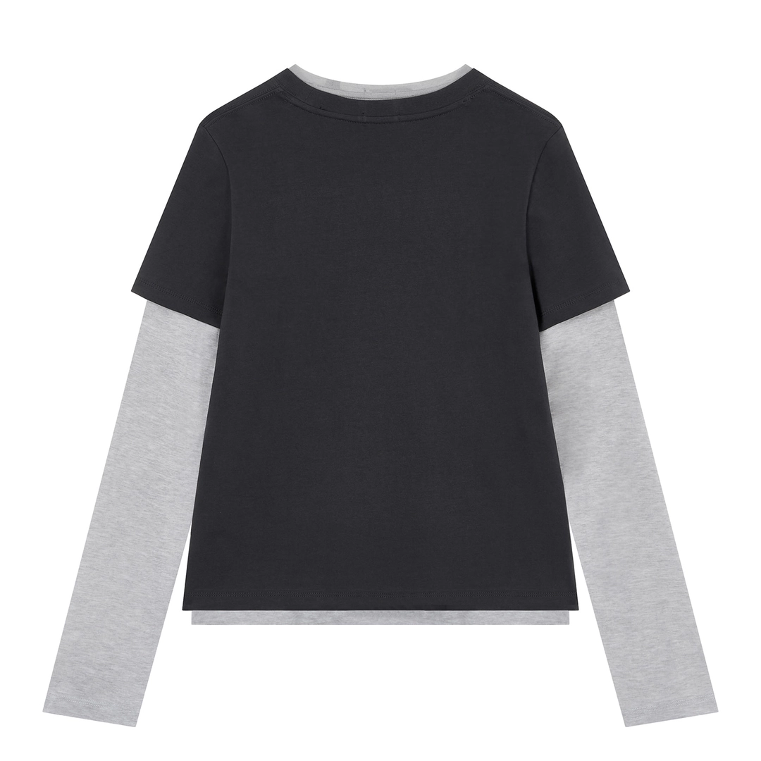 분크 Romantic Goth Layered T-shirt (로맨틱 고스 레이어드 티셔츠) Grey 상품 이미지 2