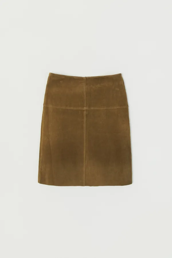 RAVEL SUEDE HALF SKIRT_CAMEL
