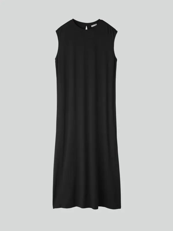 OPEN BACK JERSEY LONG TOP (BLACK)
