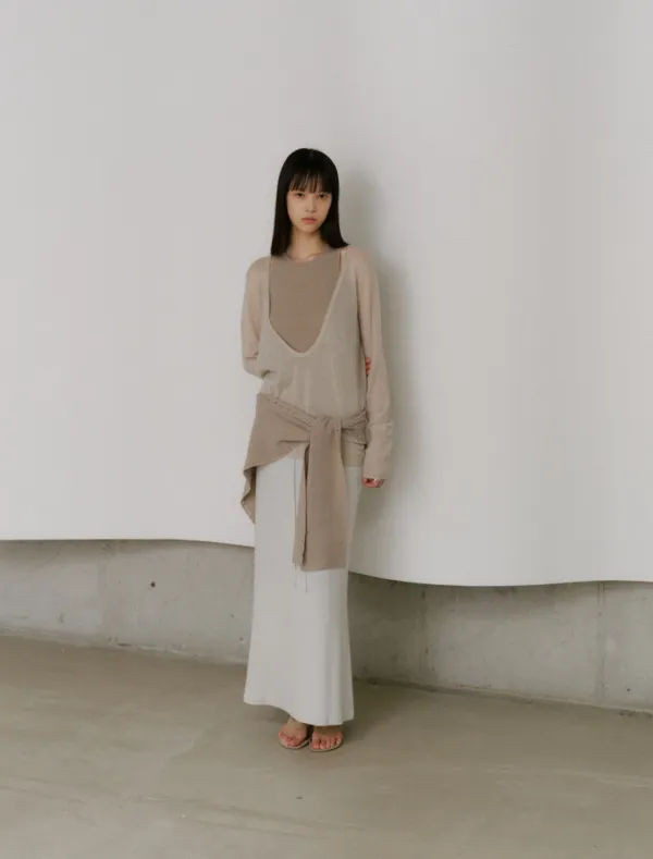 DEEP V-NECK ALPACA KNIT [GREY]