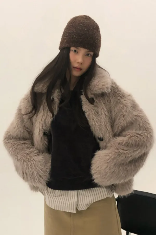 (리퍼브) Bunny Fake Fur Jacket / Cocoa