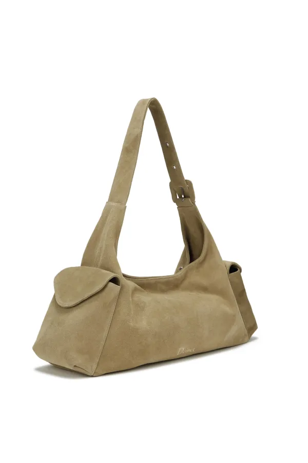 DEINET SUEDE BUCKLE BAG IN BEIGE