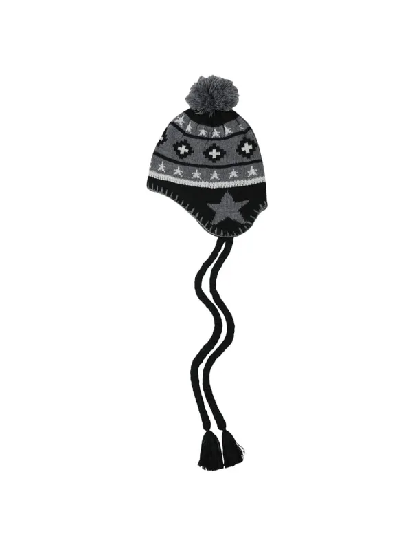 STAR EARFLAP BEANIE [BLACK]