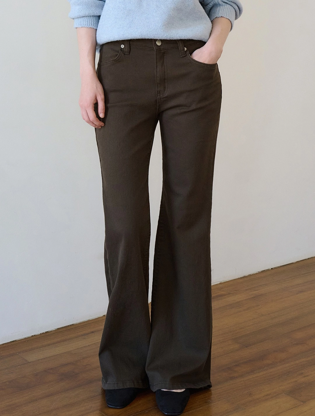 로에일 Color slim bootcut pants_Brown 상품 이미지 1