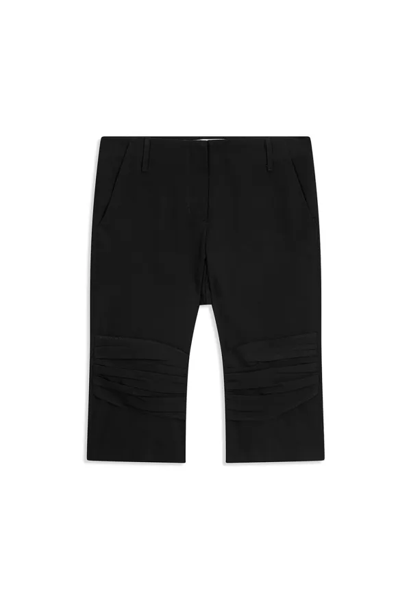 GATHERED CAPRI SHORTS, BLACK