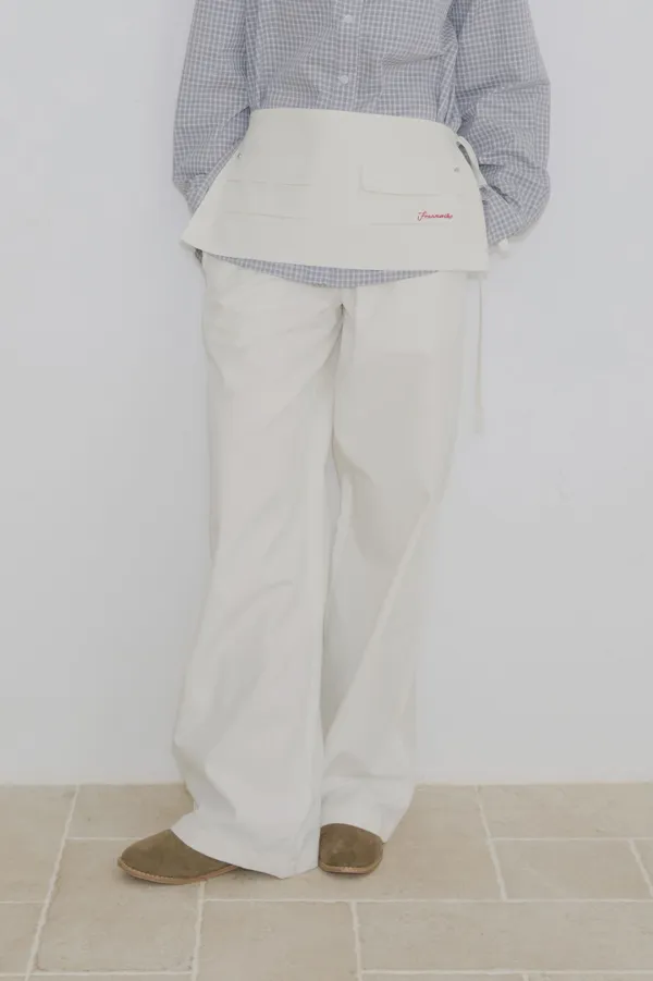 [2nd] Apron Cotton Pants - Ivory