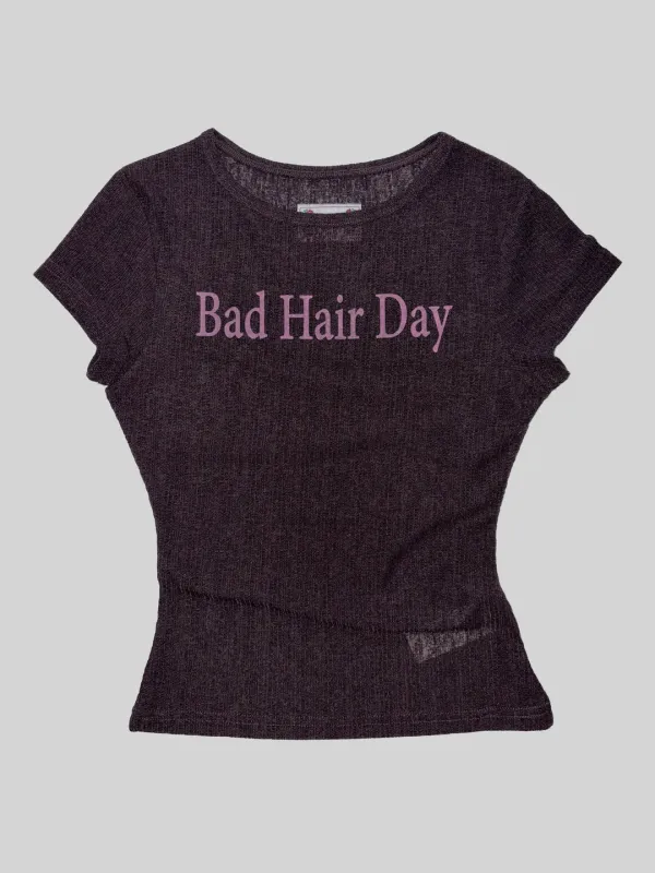 Bad Hair Day Baby Tee Brown