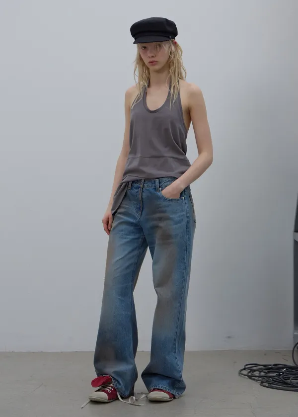 SMOKY BRUSHED BLUE DENIM (BLUE)