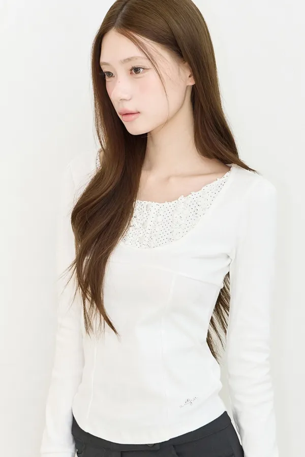 러플 레이어드 롱슬리브 도트