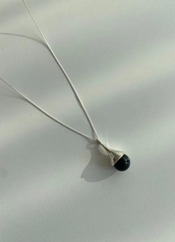 Onyx Bell Drop Necklace