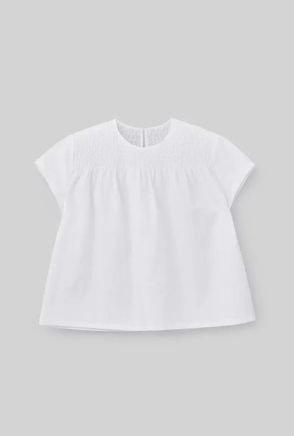 SMOCKED YOKE BLOUSE (WHITE)