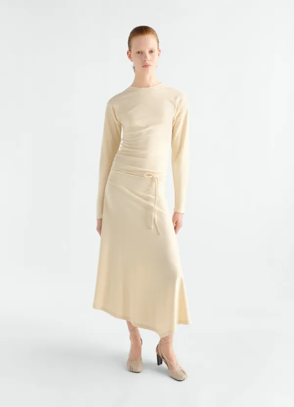 FLUID LONG-SLEEVE DRESS IN SILKY JERSEY CREPE