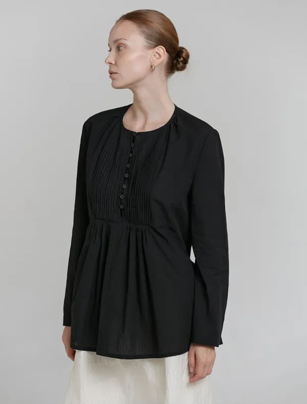 PINTUCK BLOUSE [BLACK]
