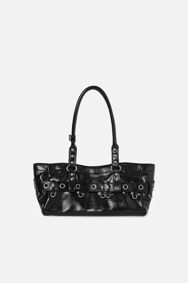 STUDDED BAGUETTE BAG - BLACK