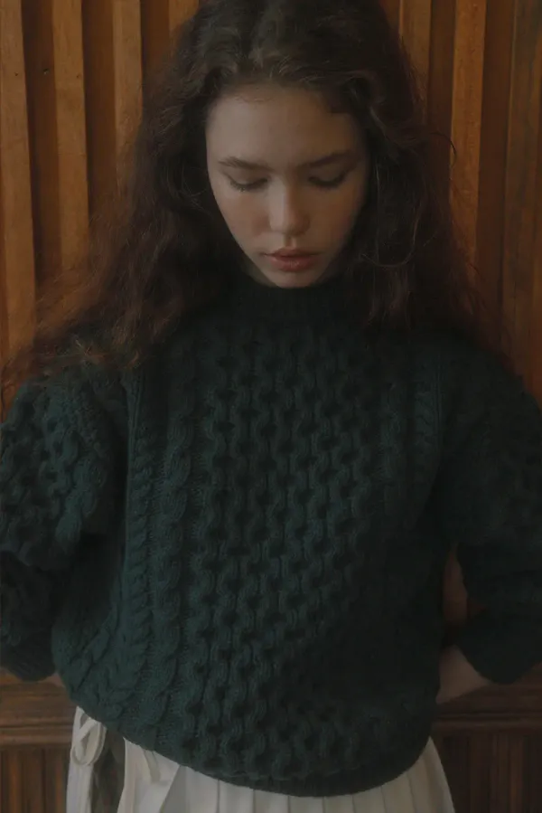 Usual cable knit_green