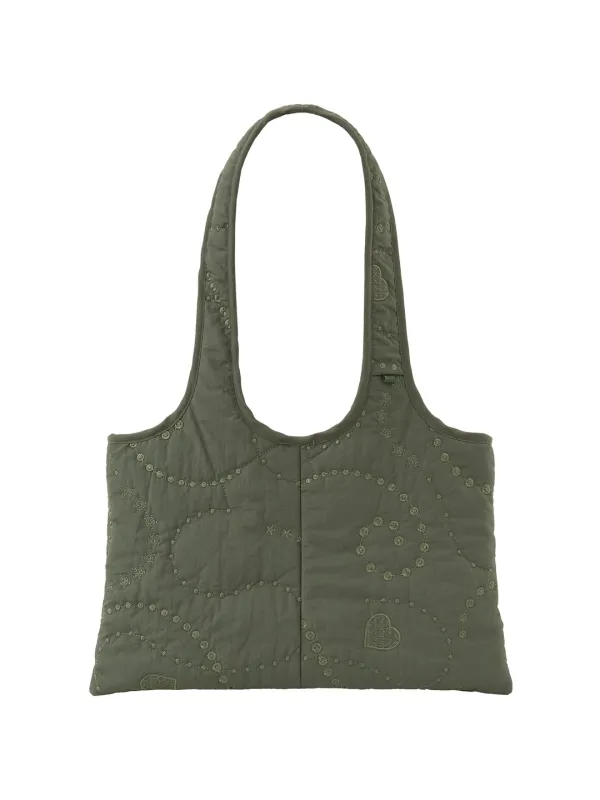 Broderie Padded Square Bag - Khaki