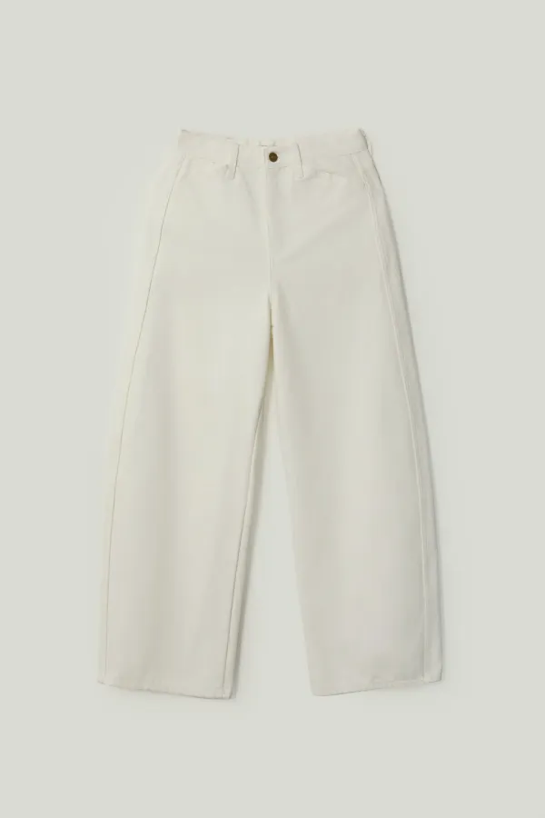 COTAN CURVED COTTON PANTS_WHITE