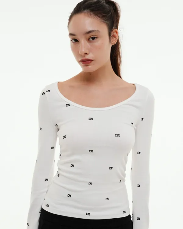 EMBLEM LONG SLEEVE SPAN T-SHIRT_WHITE