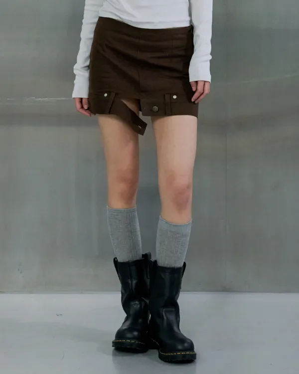 [9/15 예약 출고] REVERSED MINI SKIRT - BROWN