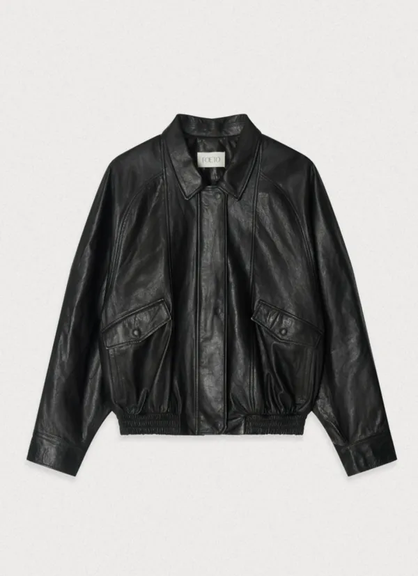Rough lambskin leather jacket