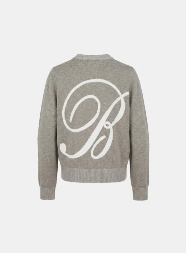 [w-knt26-026] Big B Logo Crewneck Sweater - Sand