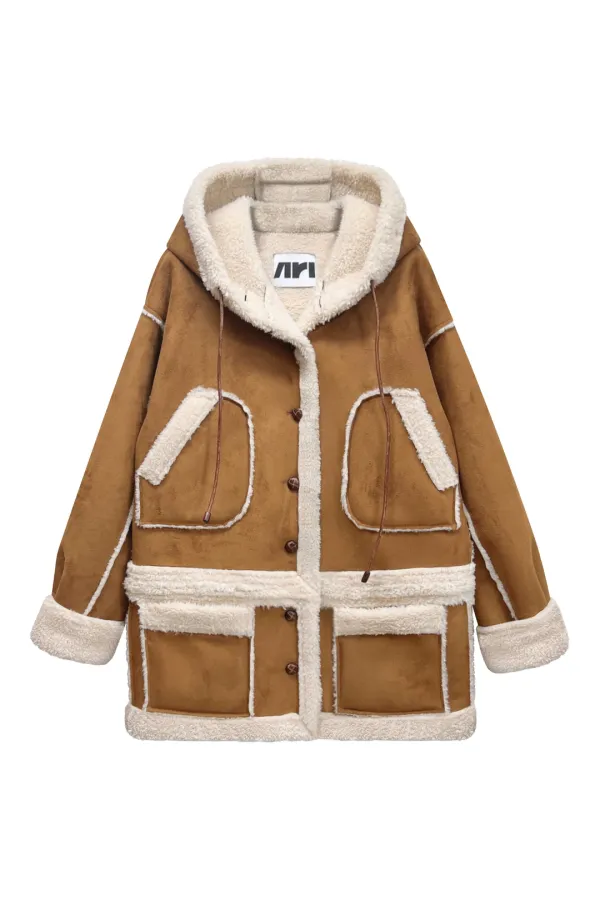 ADORABLE HOOD MUSTANG LONG COAT / CAMEL