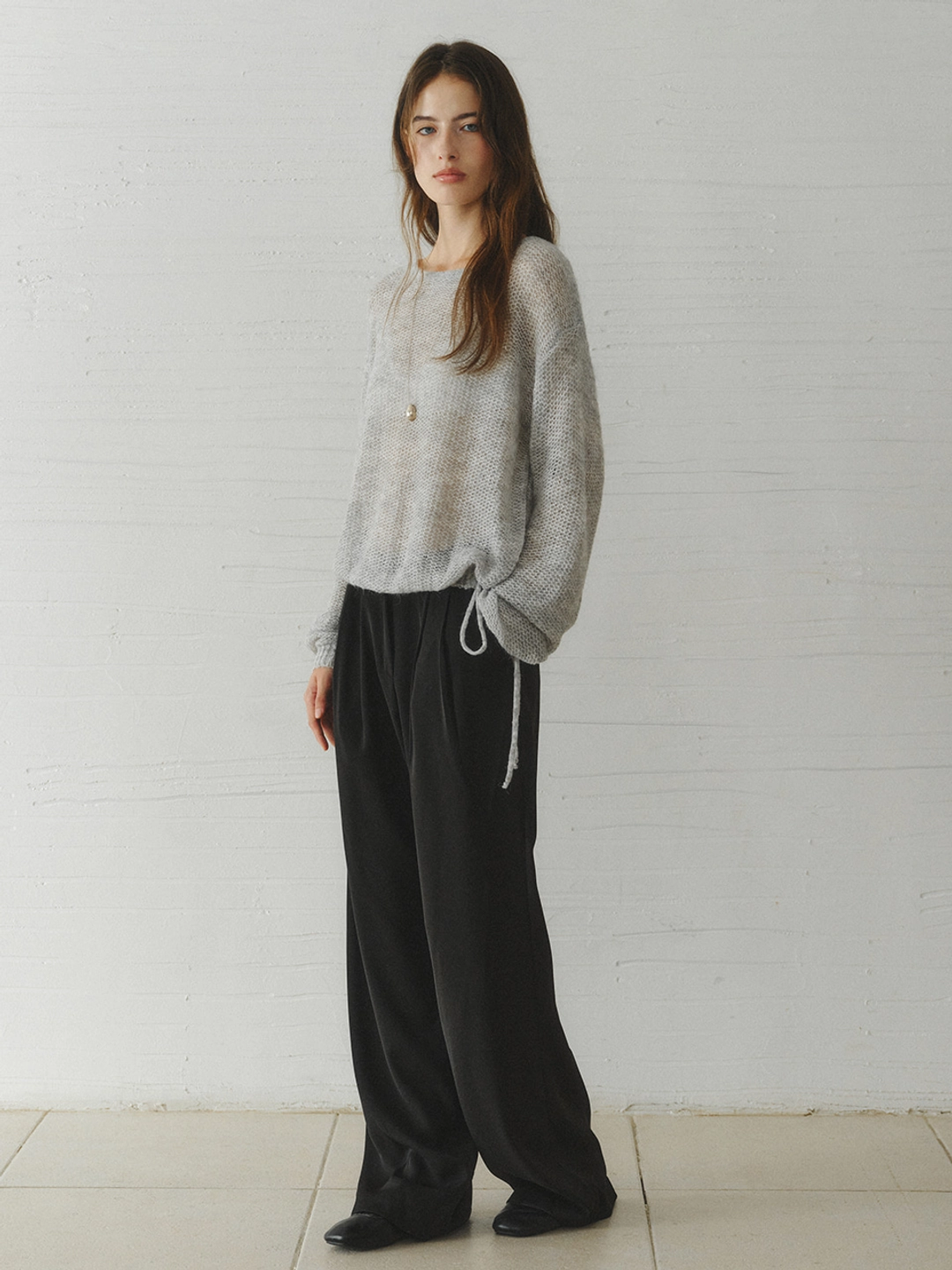 르니나 CELLO two-tuck wide pants_black 상품 이미지 1