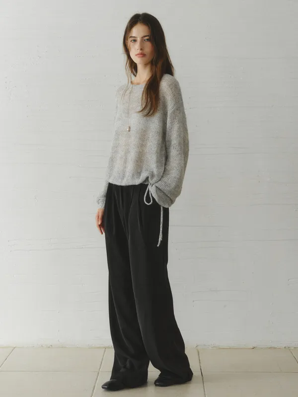 CELLO two-tuck wide pants_black