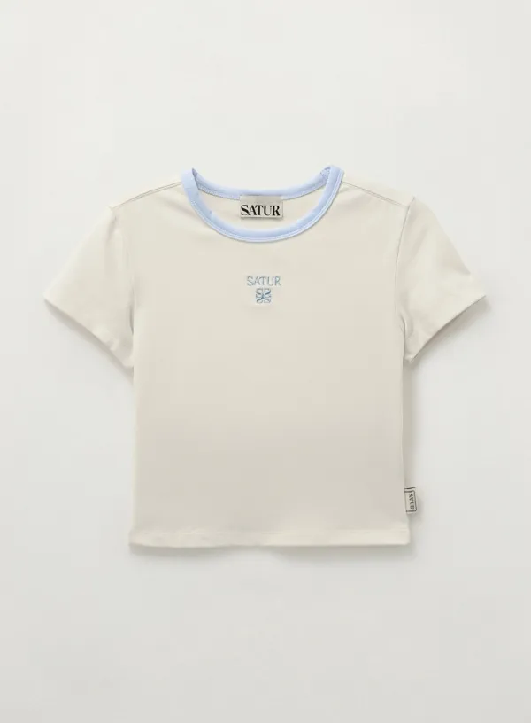 (W) Apero Crop Ringer T-Shirt - Cream