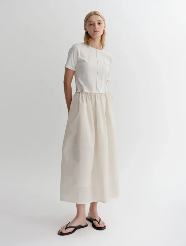 Kane Contrast Cocoon Dress (Ivory)