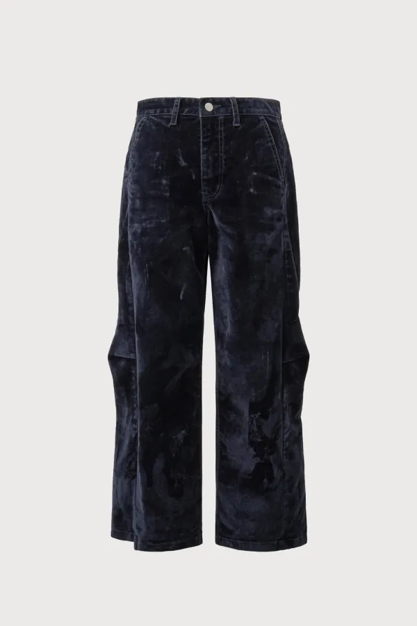 Curved loose fit velvet pants