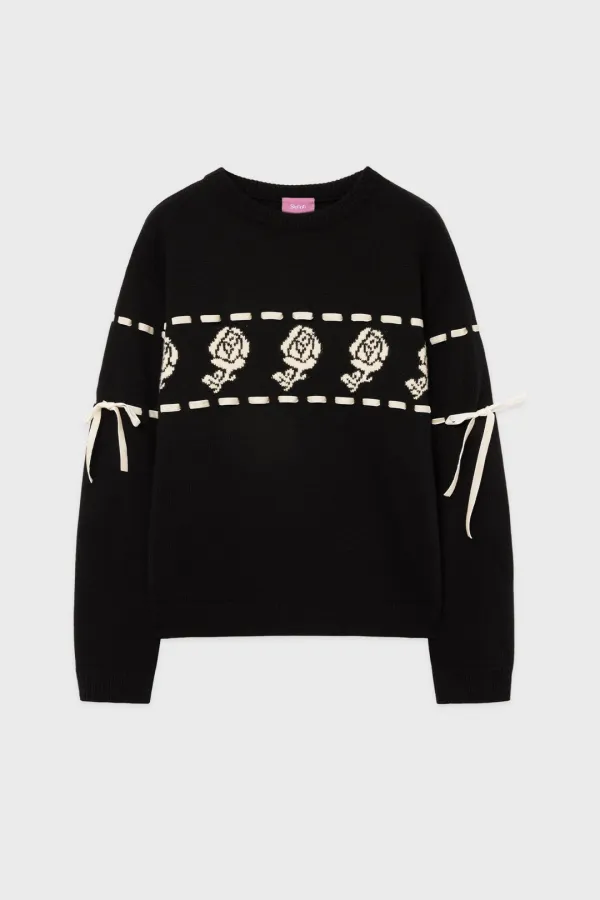 SN Rose Velvet Eyelet Knit (Black)