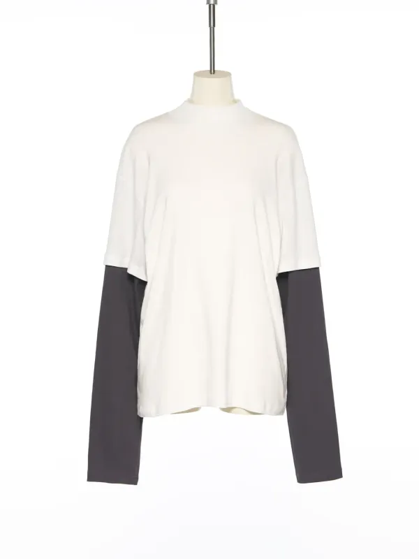 PS25 WHITE SLEEVE LOGO PRINTED JERSEY TOP