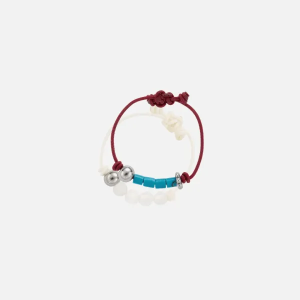gem string ring set-red ivory