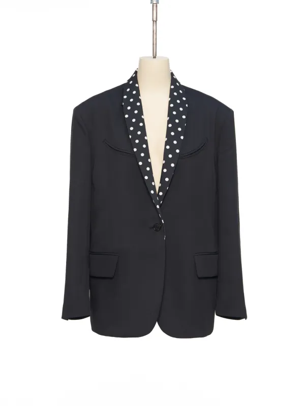 SS26 BLACK POLKA DOT LAPEL BLAZER